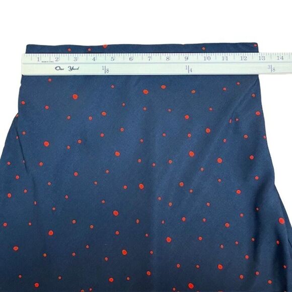 Elodie Navy Midi Skirt with Red Dots Flowy Breezy Side Zip Size Small - Picture 4 of 11